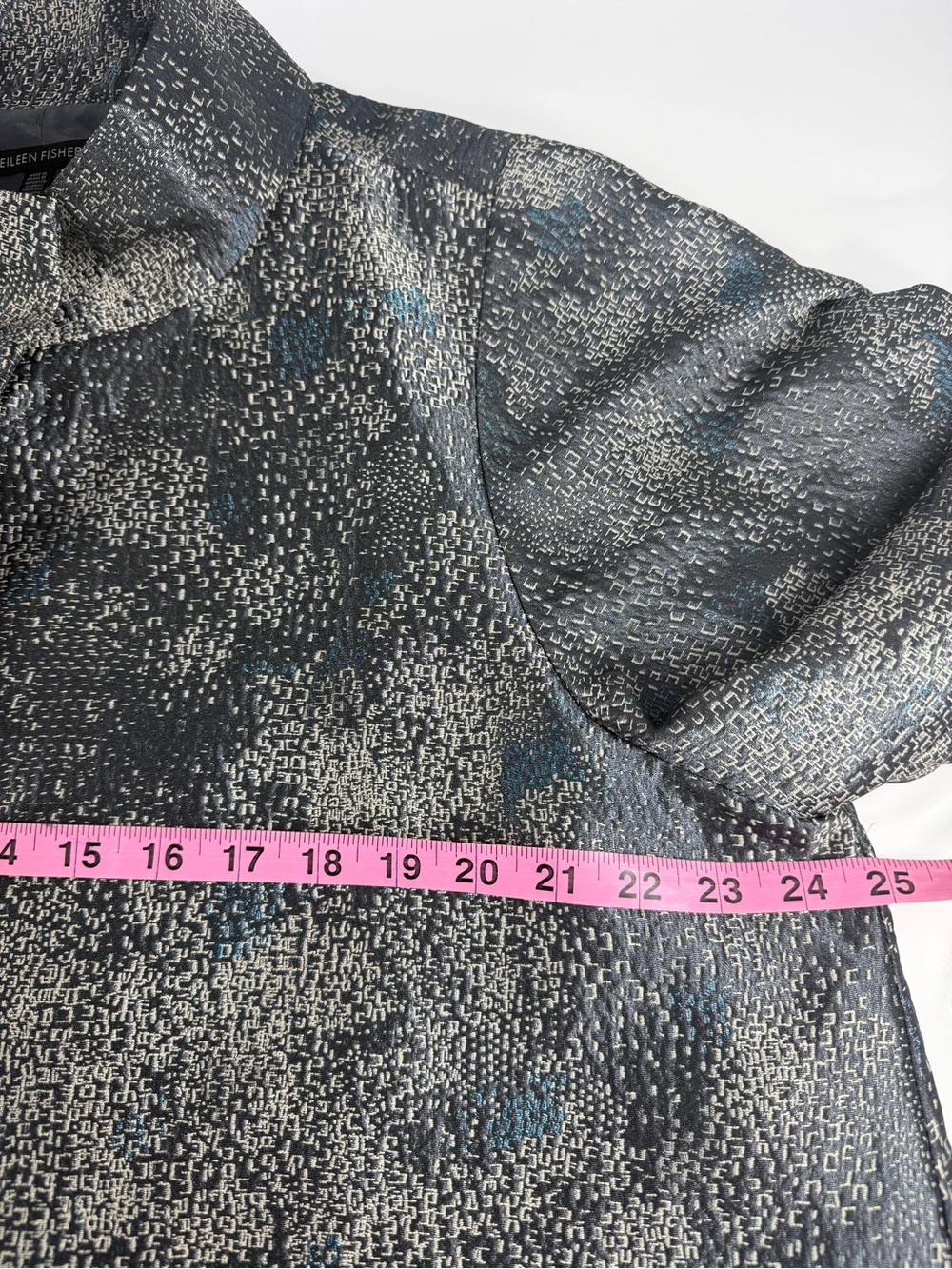 Eileen Fisher Silk Blend Jacket Women’s Large Gray Textured Short Sleeve - Picture 4 of 6